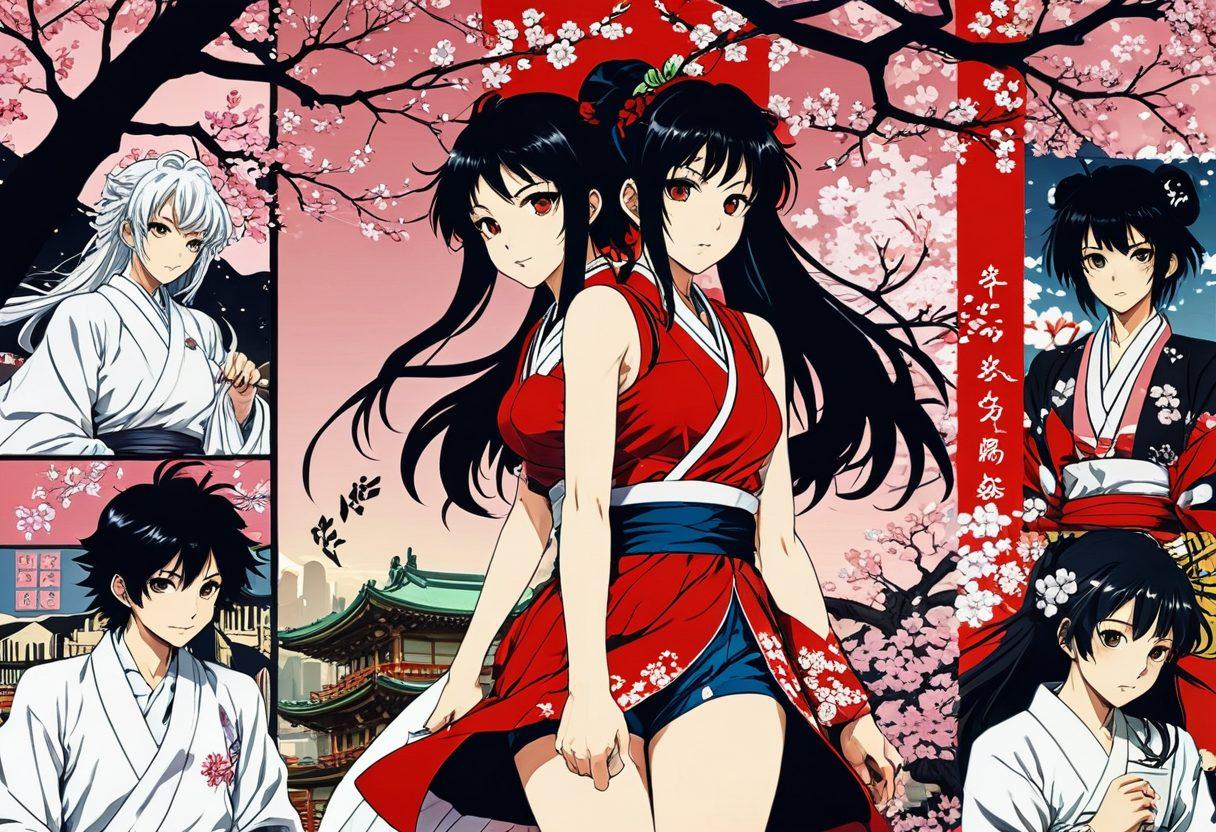 A dynamic collage showcasing the journey of manga-inspired kinky art transitioning from illustrated pages to vibrant screen adaptations. Illustrate iconic characters in various styles, incorporating traditional manga panels alongside modern animation sequences. Use bold colors and intricate details to highlight the cultural evolution and impact of this art form. Infuse elements of Japanese culture like cherry blossoms and kanji symbols for deeper context. anime style. vibrant colors.
