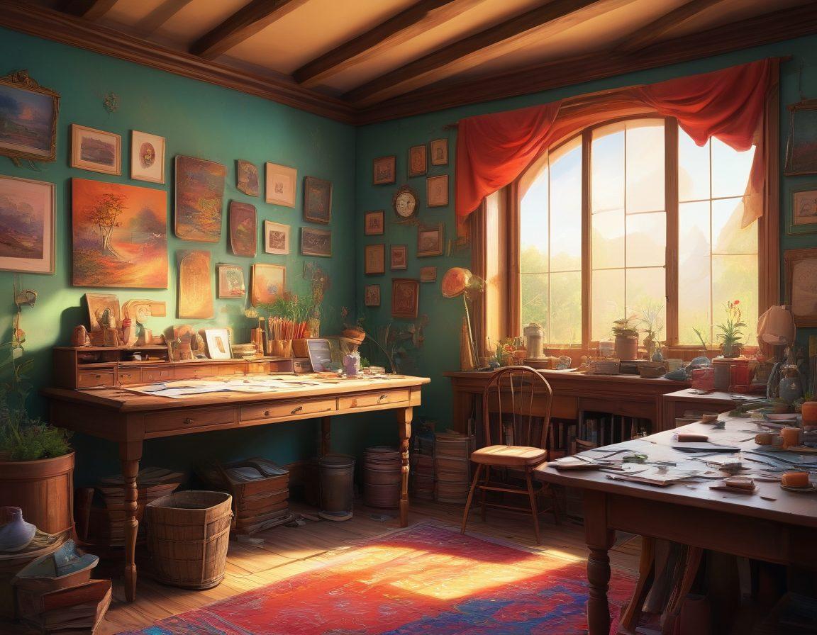 A surreal and colorful scene depicting a vibrant animation studio filled with fantasy characters, each representing different themes of adult animation. Include elements such as expressive characters, whimsical backgrounds, and exaggerated emotions, all intertwined with an aura of mystery and allure. The atmosphere should evoke curiosity and enthusiasm, drawing the viewer into the world of adult animation fantasies. whimsical art style. vibrant colors. dynamic composition.